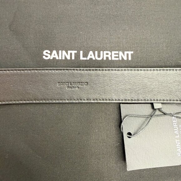 NWT Yves Saint Laurent Black  Croco Embosses Belt with size 85 YSL authentic - Picture 5 of 6